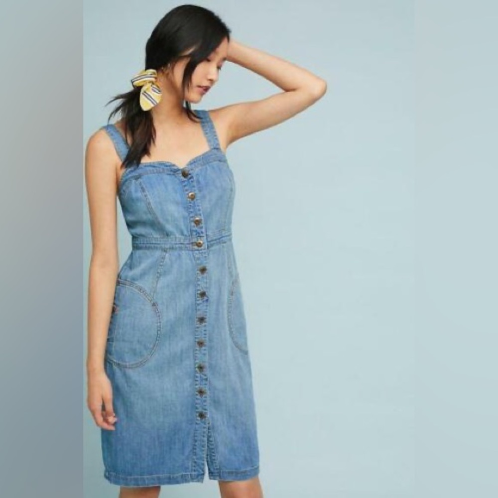 Pilcro and the Letterpress denim dress knee length size 0 Anthropology